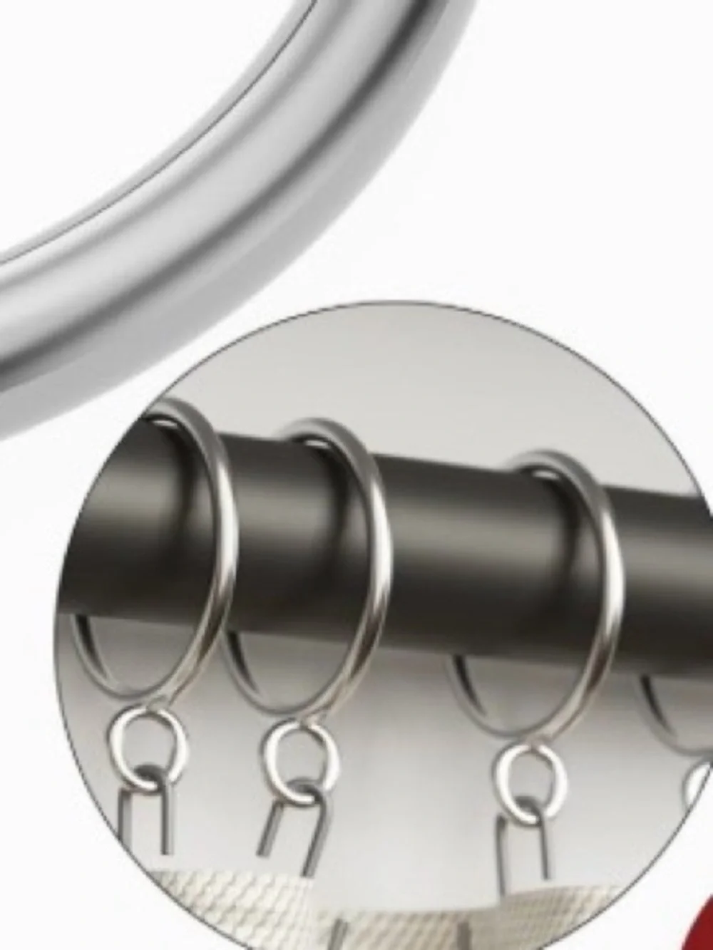 Curtain Rings for 1.25” Drapery Rod 50pcs - SILVER